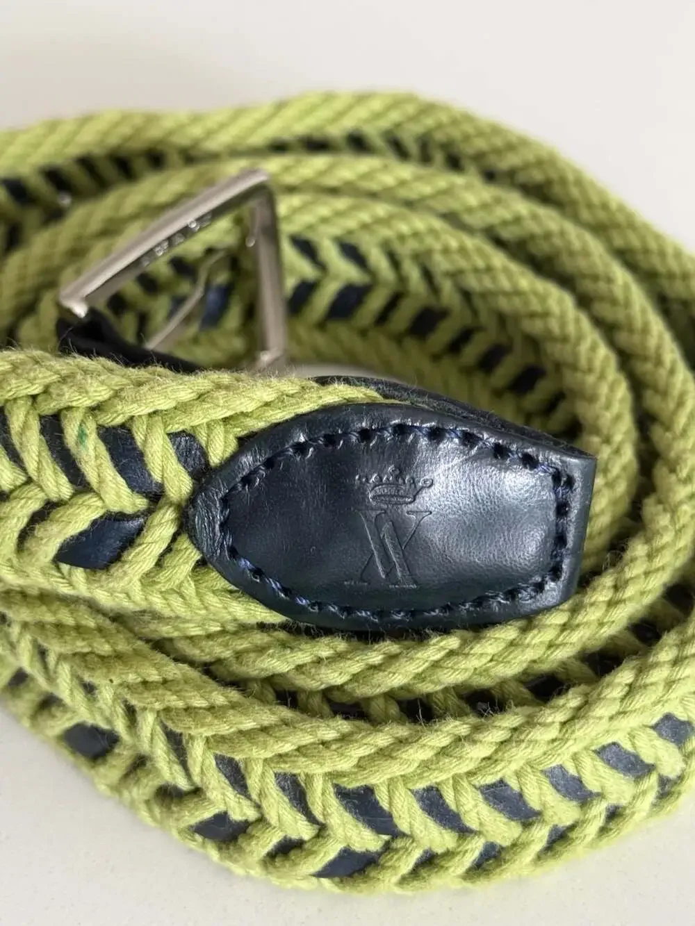 William & Son Green and Navy Braided Woven Belt Size 43.5 inc